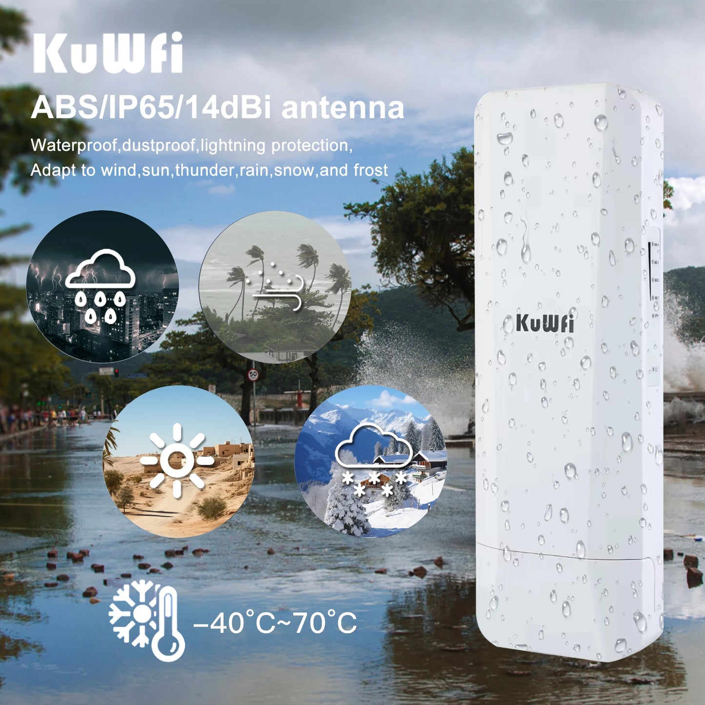 Pont extérieur KuWFi gamme wifi cpe 3KM 5.8G granges point à point pont wifi sans fil pour les connexions Internet à distance - Bamako Gadgets