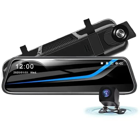 Rétroviseur de Voiture Connecté Tactile 9.66" FHD avec Double Objectif et Vision Nocturne - Bamako Gadgets