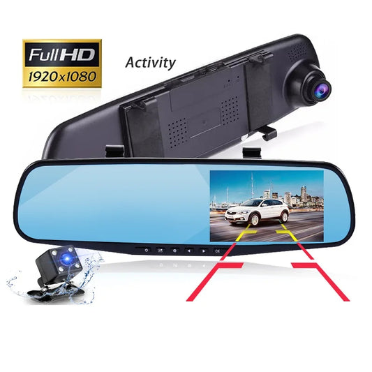 Caméra rétroviseur de bord à double objectif 4.3 pouces Full HD 1080P pour toute Voiture