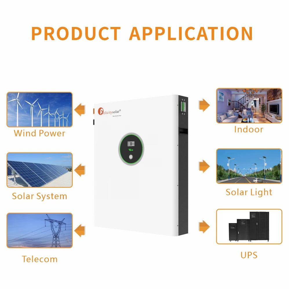 Batterie au lithium de mur de puissance de LPBF 200ah 48V H 10KWH Lifepo4 pour outre du système solaire de grille