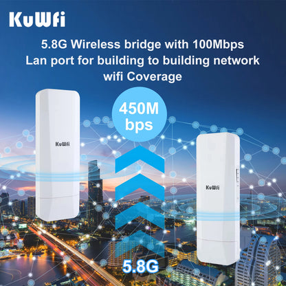 Pont extérieur KuWFi gamme wifi cpe 3KM 5.8G granges point à point pont wifi sans fil pour les connexions Internet à distance - Bamako Gadgets