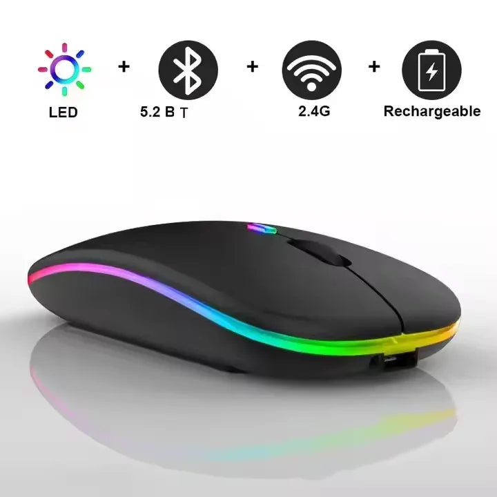 Souris rechargeable, Bluetooth et USB, PC, Tablette et Ordinateur