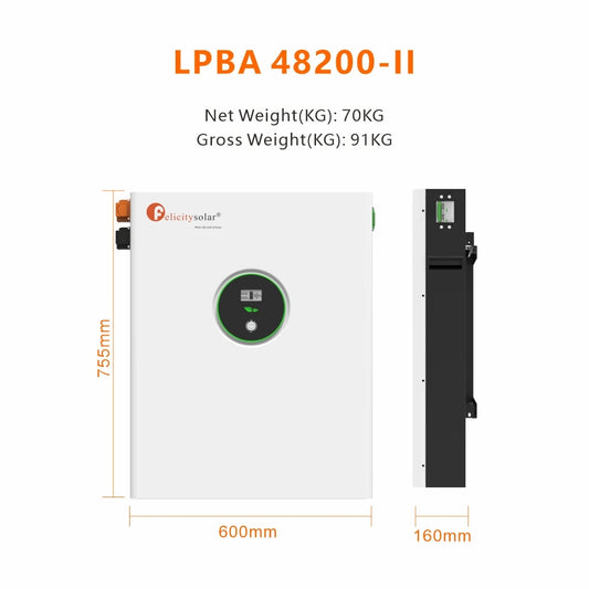 Batterie au lithium de mur de puissance de LPBF 200ah 48V H 10KWH Lifepo4 pour outre du système solaire de grille