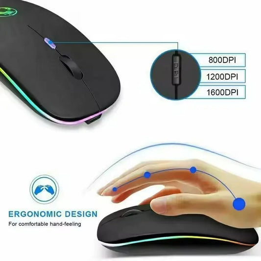 Souris rechargeable, Bluetooth et USB, PC, Tablette et Ordinateur
