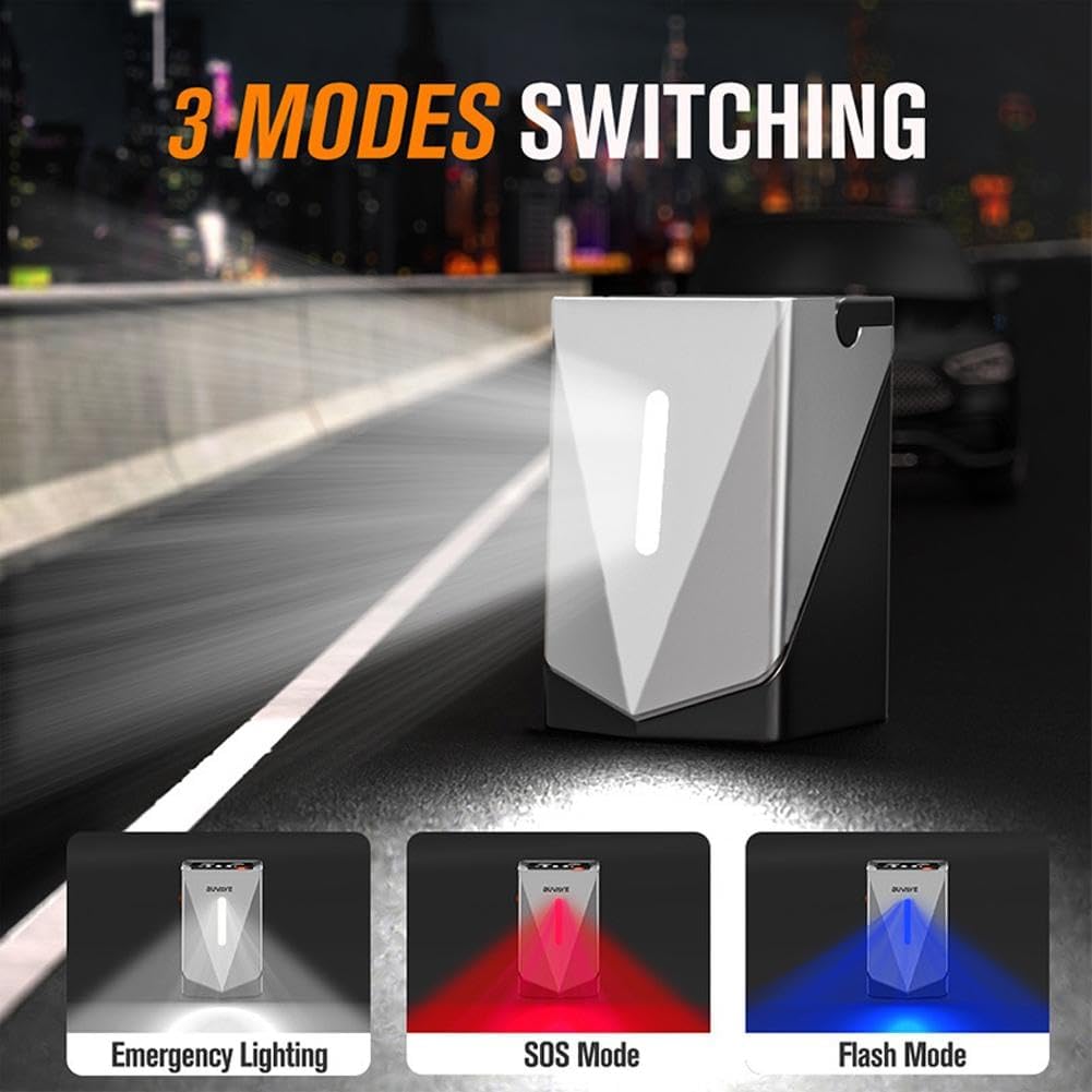 Booster de Batterie 3-en-1 : Démarrage • Compresseur • Chargeur USB + Lampe Torche