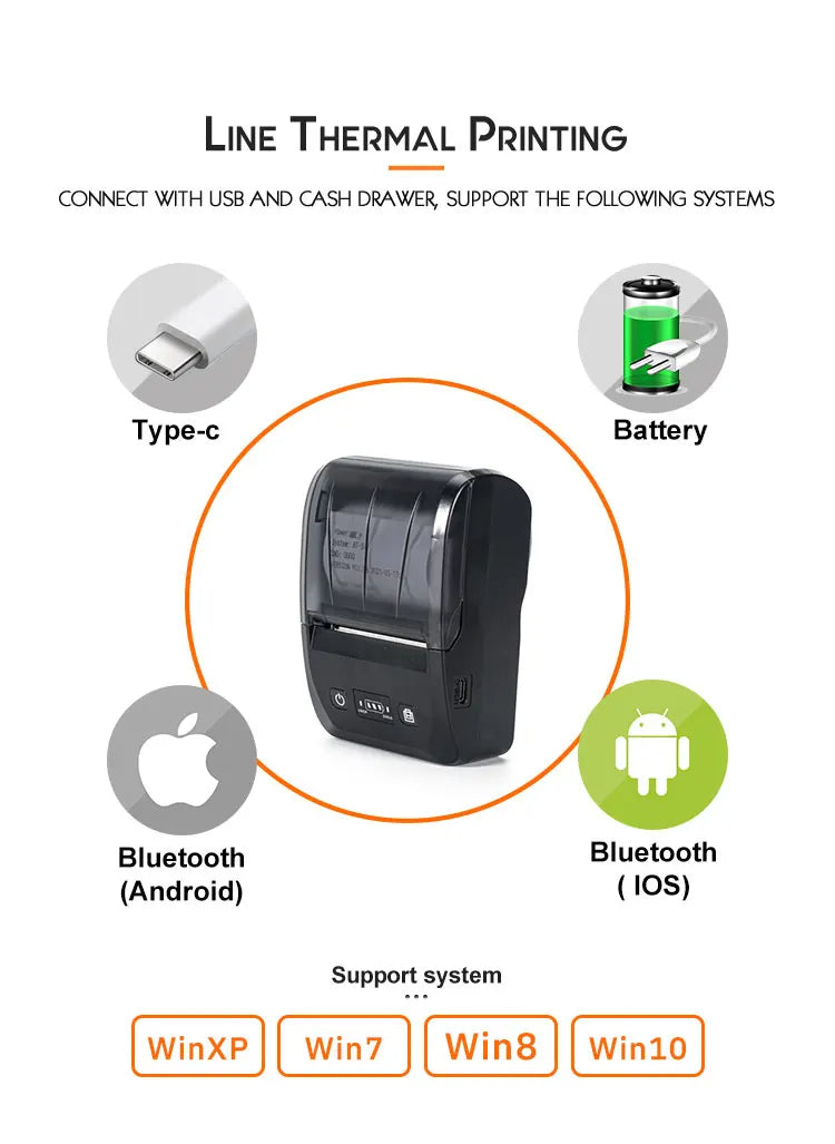 Mini Imprimante Thermique Portable Batterie lithium intégrer BBT-581