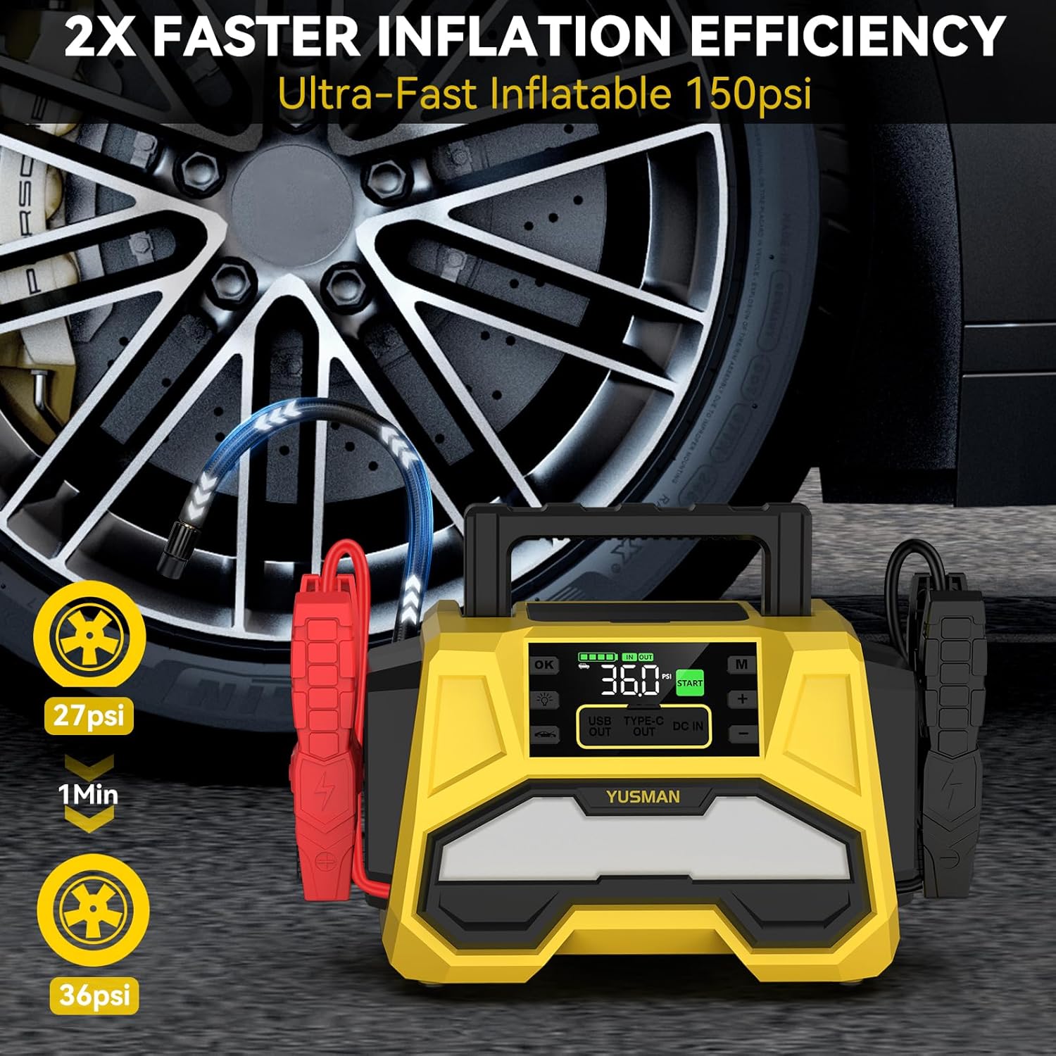 Booster de batterie voiture Yusman – Puissant et Multifonction pour véhicules légers et lourds - Bamako Gadgets