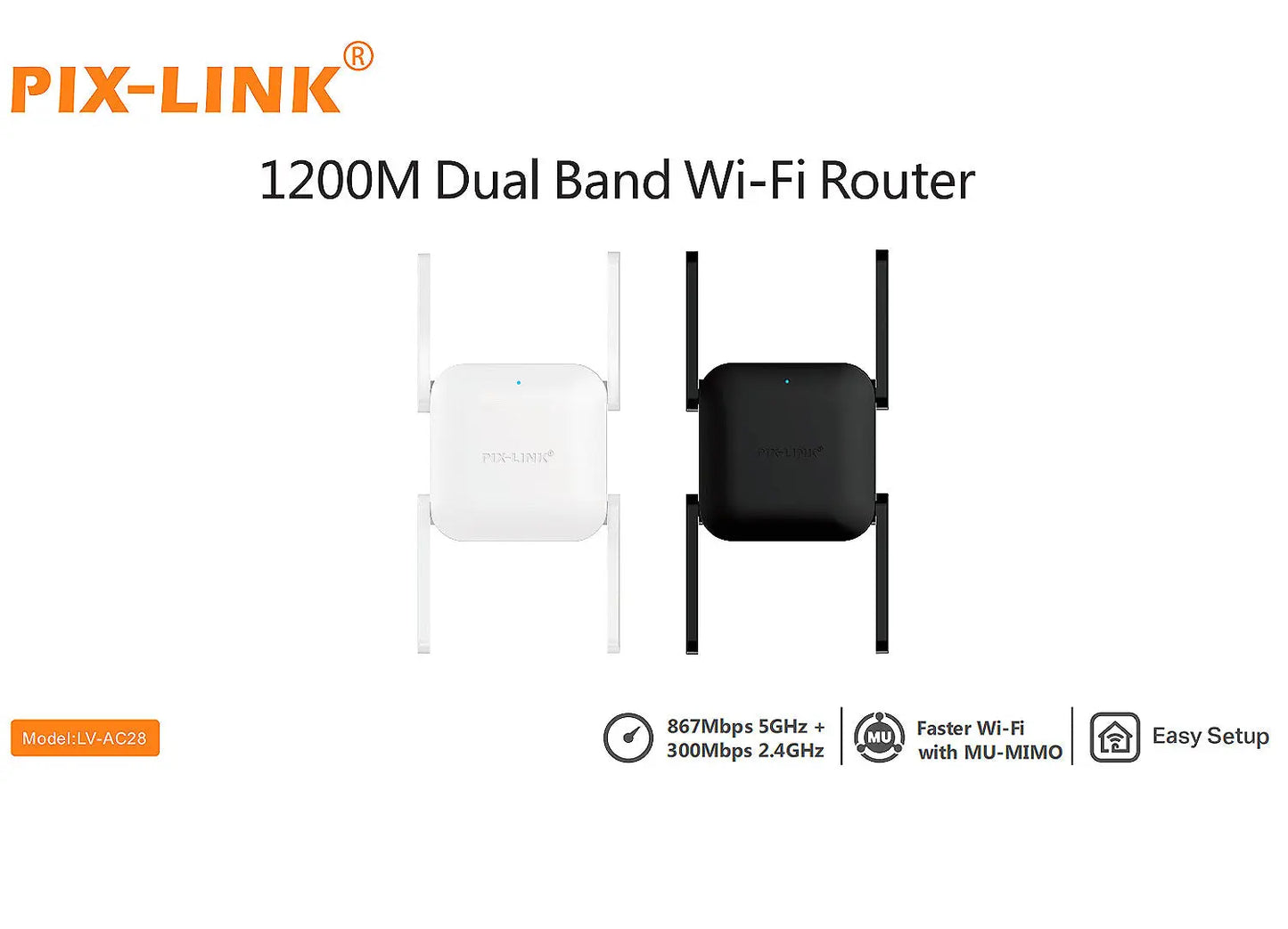 Extendeur, Amplificateur du Signal WI-FI PIX LINK double bande 1200Mgb/s