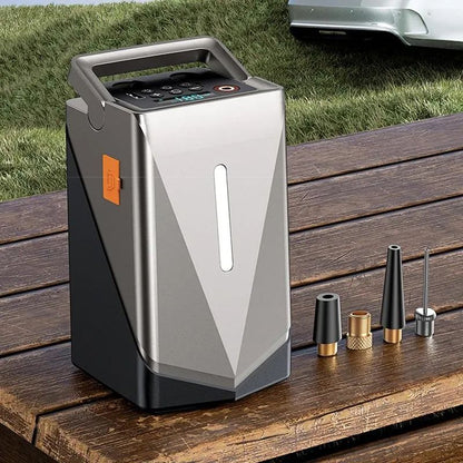 Booster de Batterie 3-en-1 : Démarrage • Compresseur • Chargeur USB + Lampe Torche