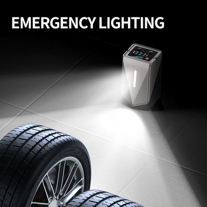 Booster de Batterie 3-en-1 : Démarrage • Compresseur • Chargeur USB + Lampe Torche