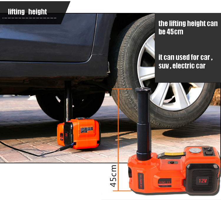 Cric Électrique 5 Tonnes Multifonction, Gonfleur de Pneus, Clé à Roué