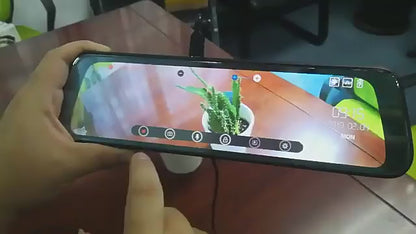 Rétroviseur de Voiture Connecté Tactile 9.66" FHD avec Double Objectif et Vision Nocturne